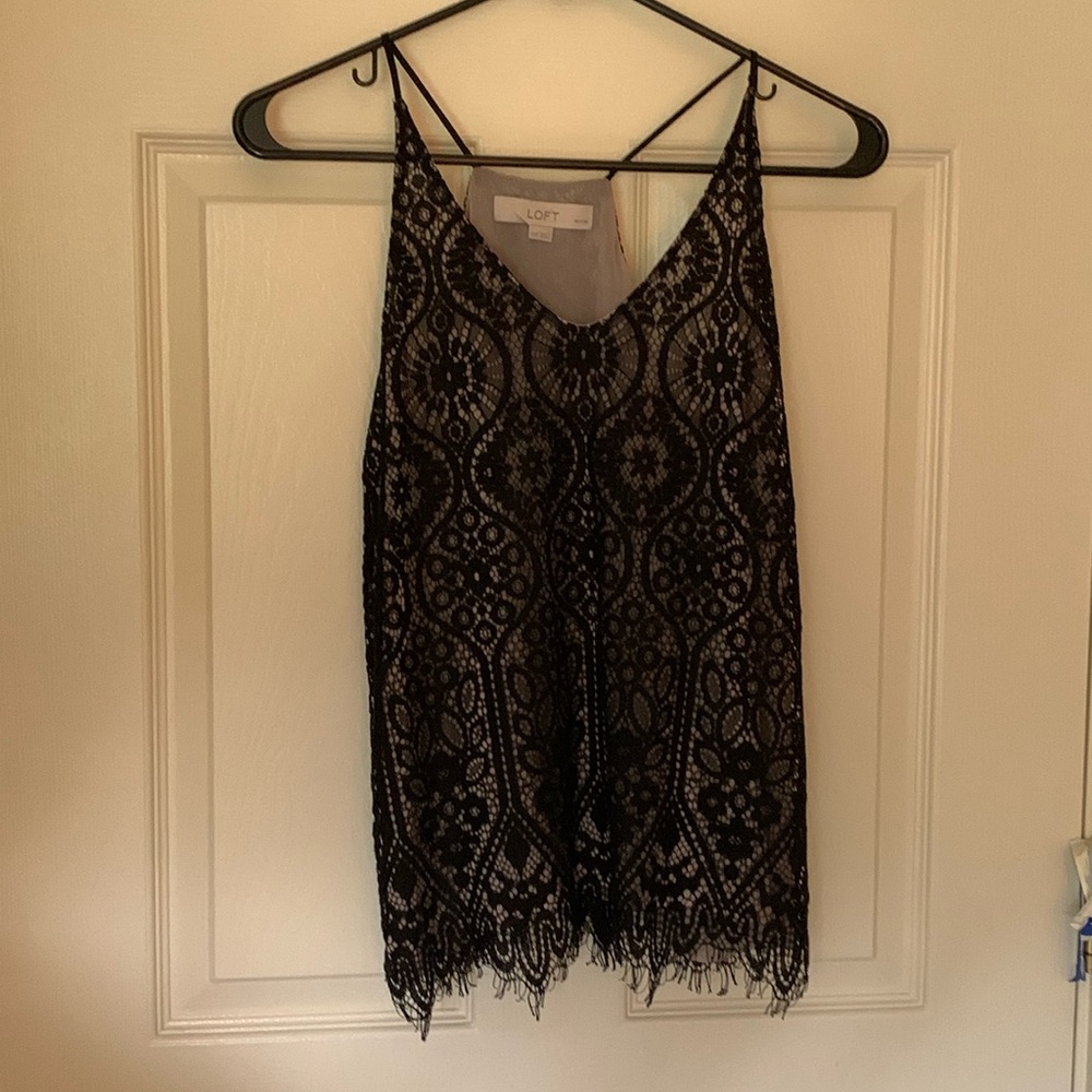 Loft XXSP Black Lace Camisole Tank Top